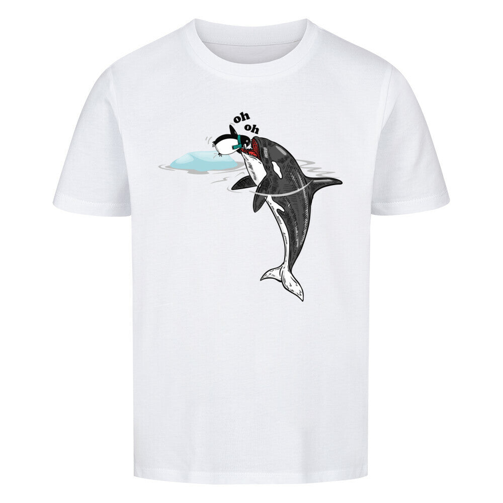 Premium Organic Shirt Kids in Weiß und Wal und Pinguin Motiv