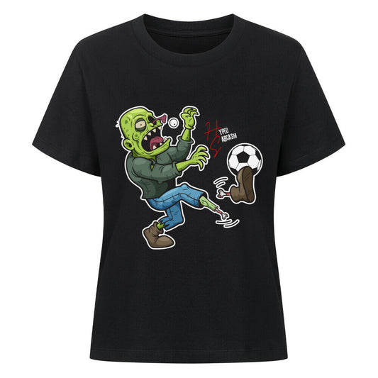 Premium Organic Shirt Women in Schwarz mit Zombie Motiv und dem Hyped Sarcasm Logo