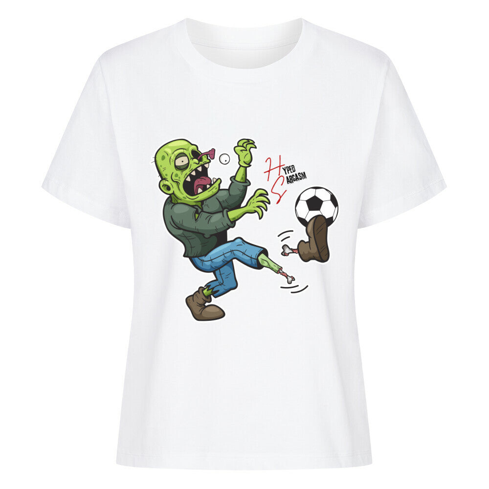 Premium Organic Shirt Women in Weiß mit Zombie Motiv und dem Hyped Sarcasm Logo