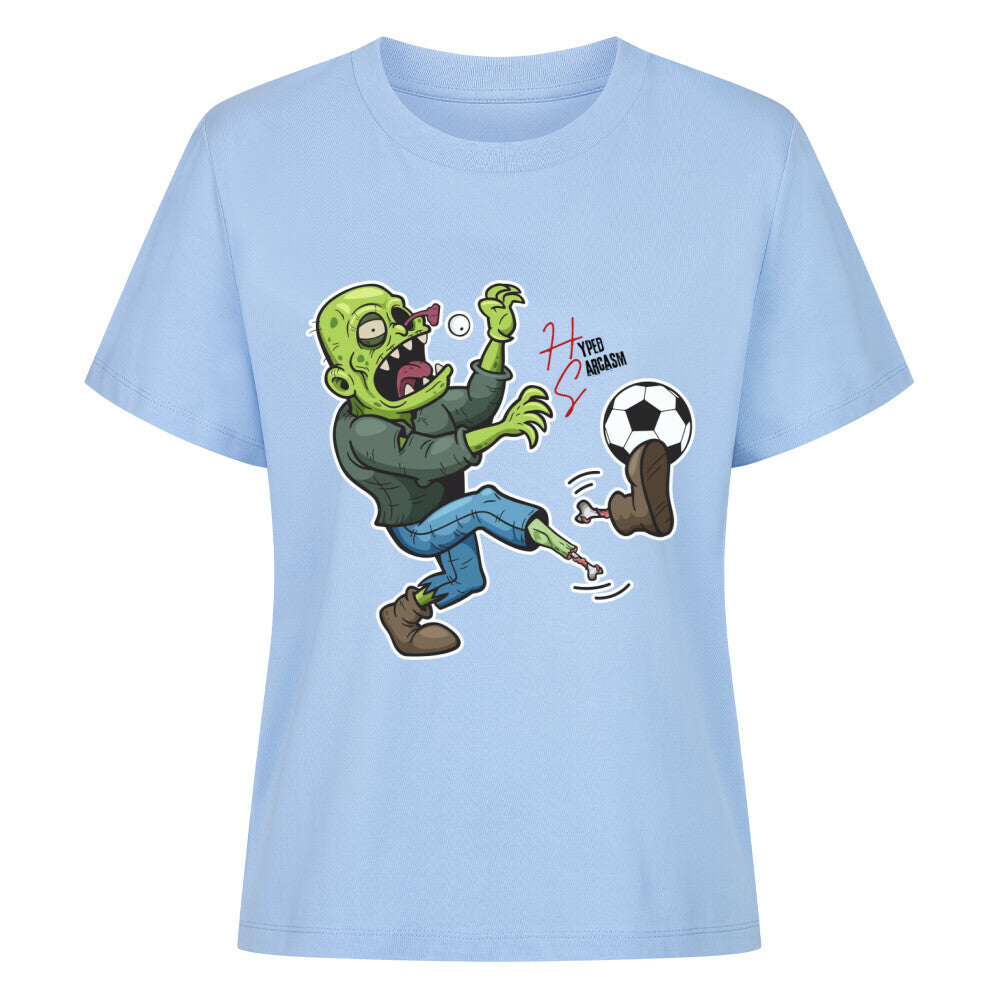Premium Organic Shirt Women in Sky Blue mit Zombie Motiv und dem Hyped Sarcasm Logo