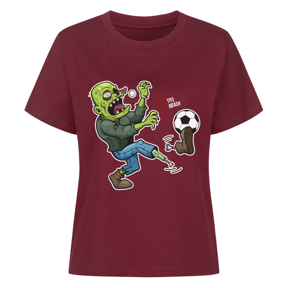 Premium Organic Shirt Women in Burgunder mit Zombie Motiv und dem Hyped Sarcasm Logo