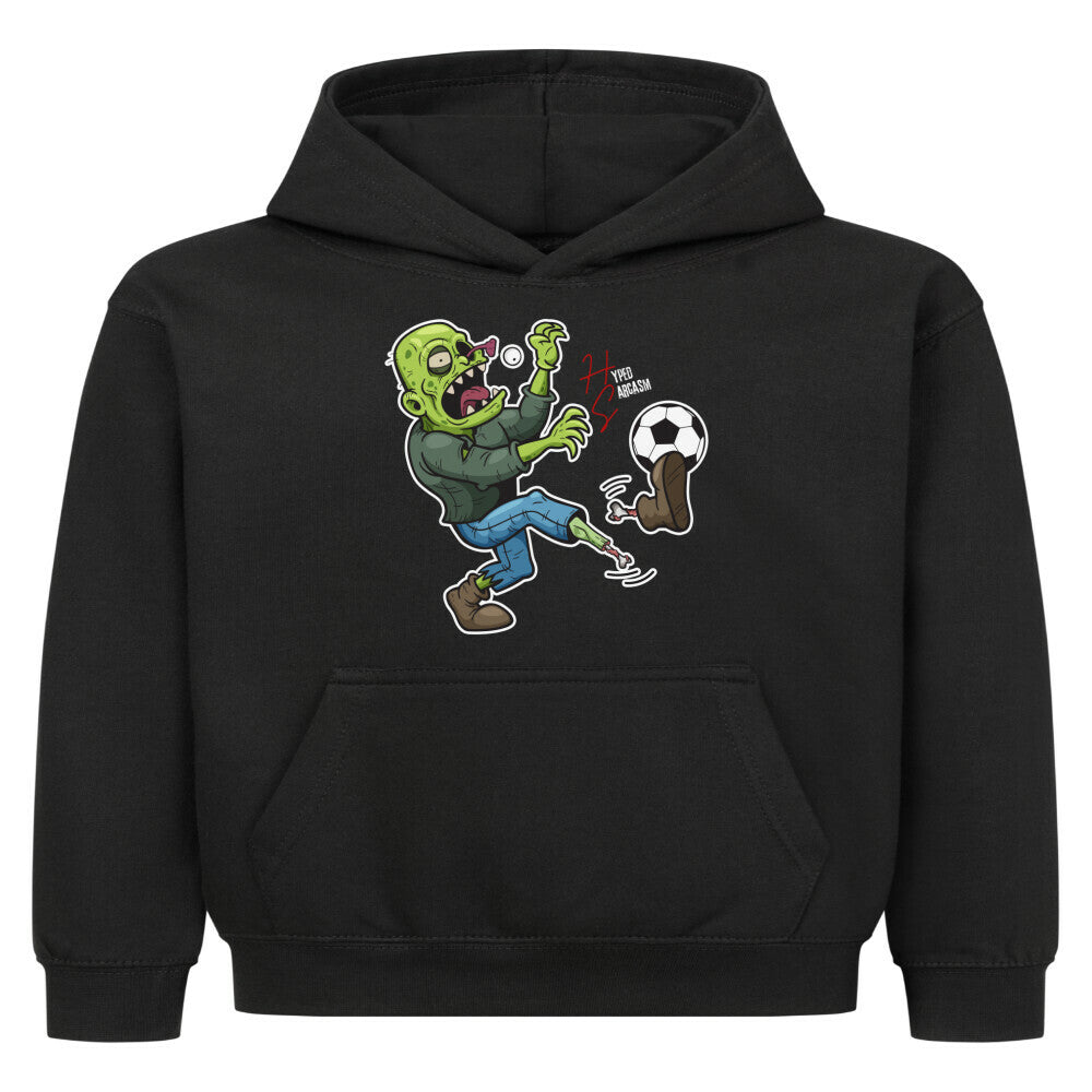 Classic Hoodie Kids in Schwarz mit Zombie Motiv und Hyped Sarcasm Logo