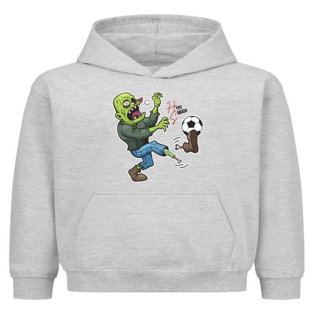 Classic Hoodie Kids in Heather Grey mit Zombie Motiv und Hyped Sarcasm Logo