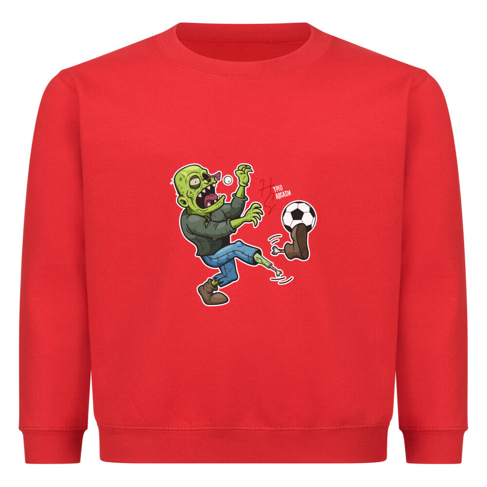 Classic Sweatshirt Kids in Rot mit Zombie Motiv und Hyped Sarcasm Logo