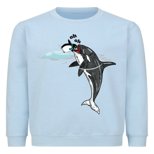 Classic Sweatshirt Kids in Babyblau mit Wal und Pinguin Motiv