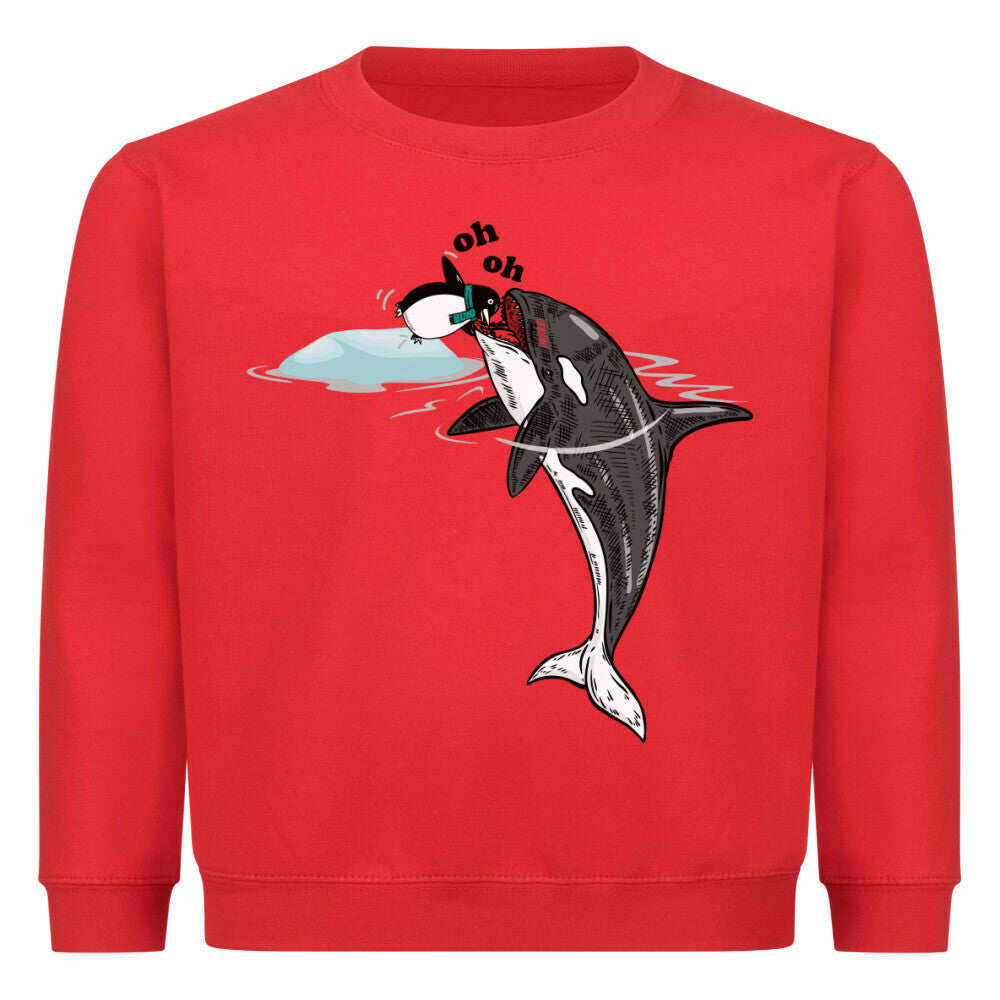 Classic Sweatshirt Kids in Rot mit Wal und Pinguin Motiv