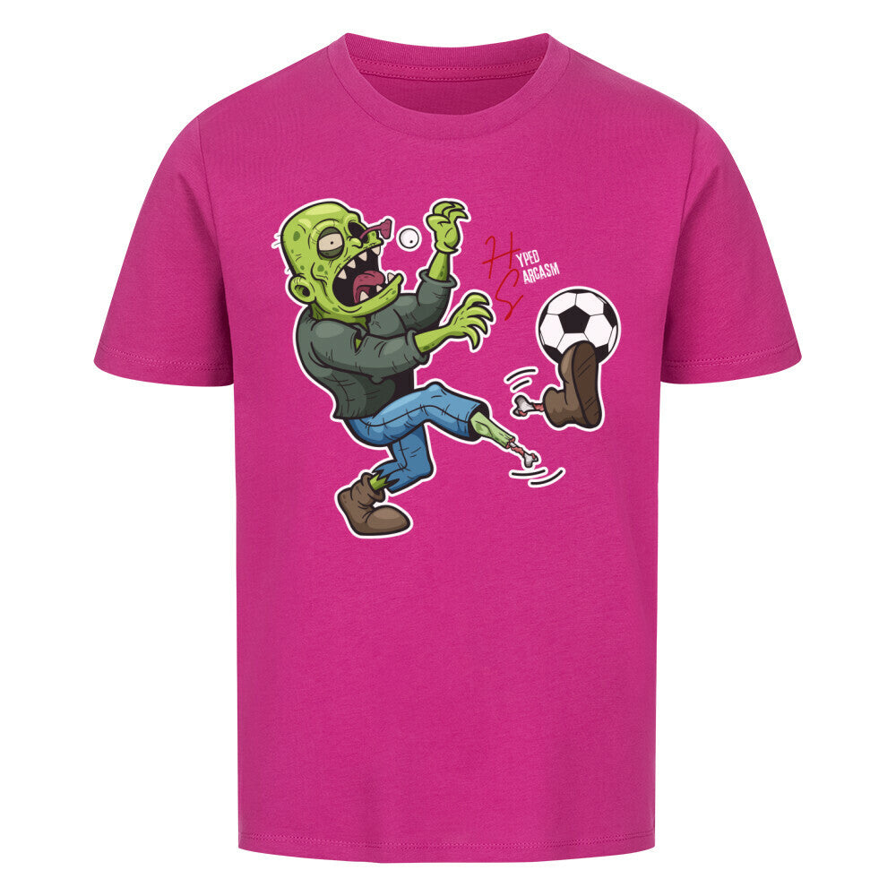 Premium Organic Shirt Kids in Lila und Zombie Motiv und Hyped Sarcasm Logo