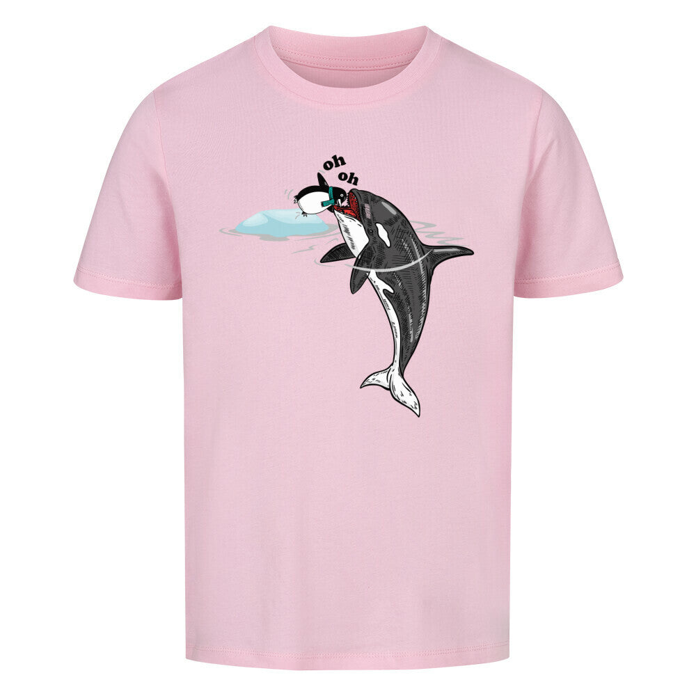 Premium Organic Shirt Kids in Pink und Wal und Pinguin Motiv