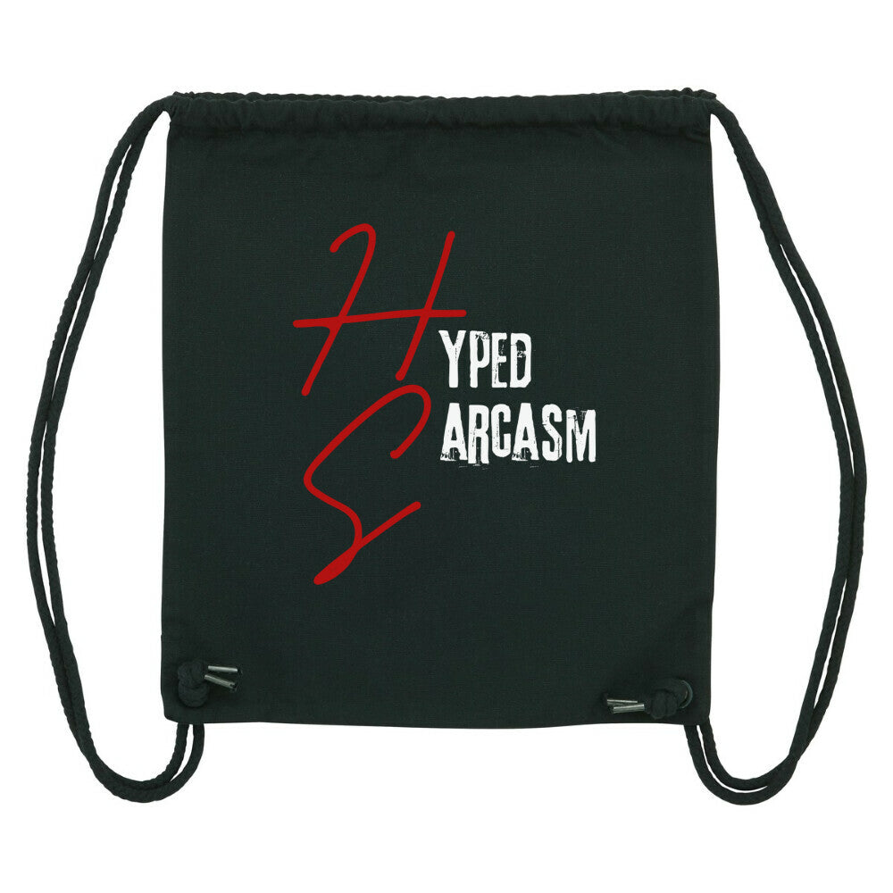 Gym Bag in Schwarz und Hyped Sarcasm Logo Rückansicht