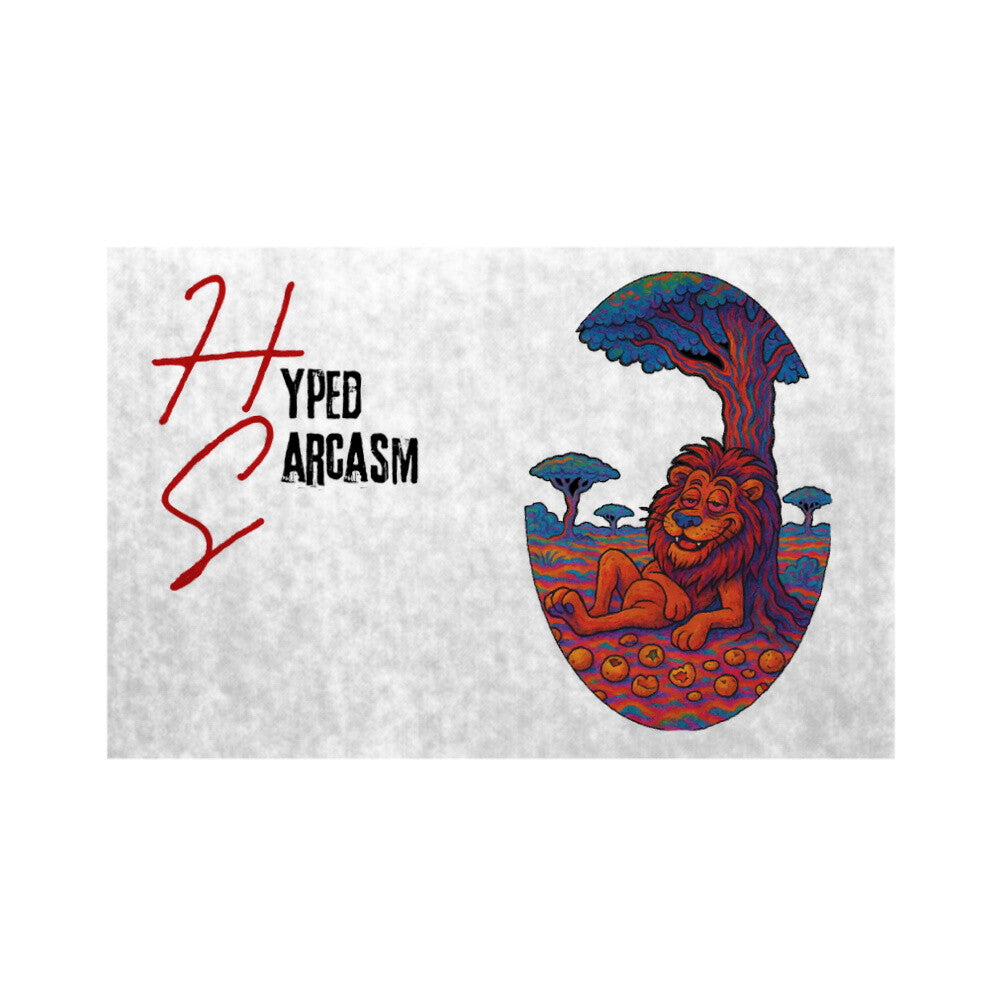 Fußmatte in Weiß mit Löwen Motiv und Hyped Sarcasm Logo
