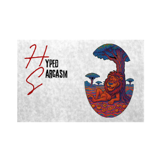 Fußmatte in Weiß mit Löwen Motiv und Hyped Sarcasm Logo
