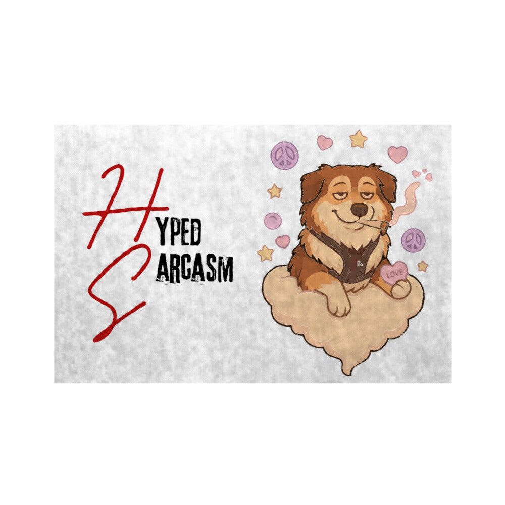 Fußmatte in Weiß mit Hundemotiv und Hyped Sarcasm Logo