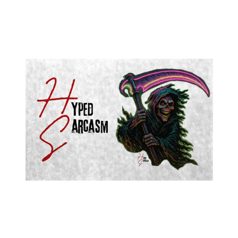 Fußmatte mit Halloween Sensenmann Design und Hyped Sarcasm Logo