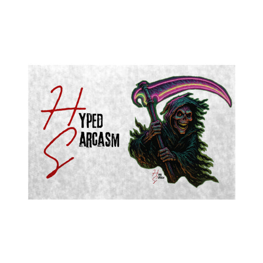 Fußmatte mit Halloween Sensenmann Design und Hyped Sarcasm Logo