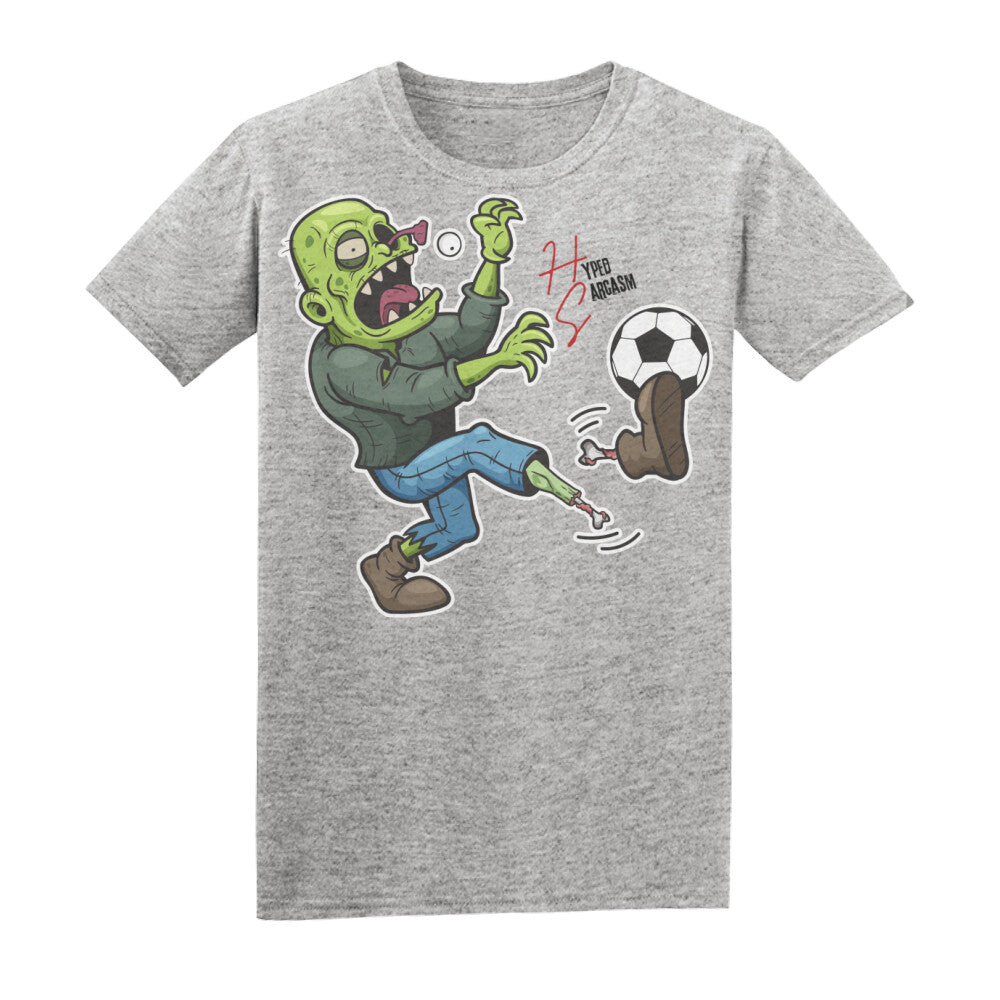 Basic Shirt Unisex in Heather Grey mit Zombie Motiv und Hyped Sarcasm Logo
