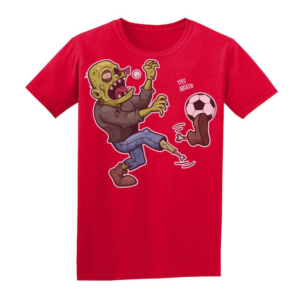 Basic Shirt Unisex in Rot mit Zombie Motiv und Hyped Sarcasm Logo