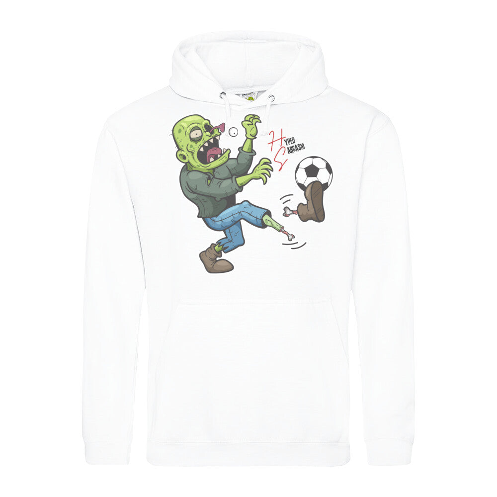 Classic Hoodie in Weiß mit Zombie Motiv und Hyped Sarcasm Logo