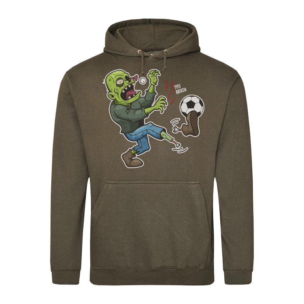 Classic Hoodie in Olive mit Zombie Motiv und Hyped Sarcasm Logo