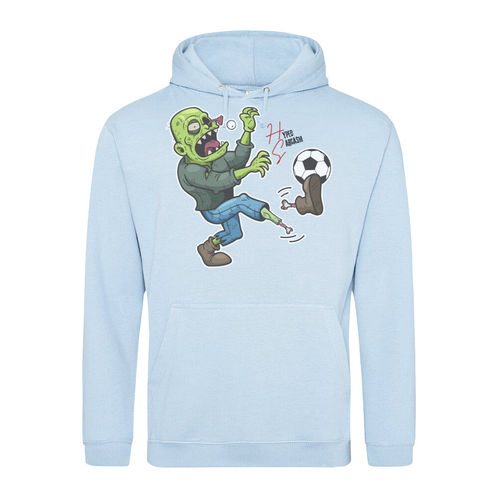Classic Hoodie in Babyblau mit Zombie Motiv und Hyped Sarcasm Logo
