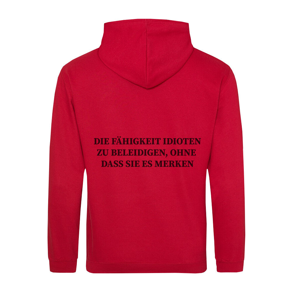 Classic Hoodie Sarkasmus in Rot - Rückansicht mit satirischem Spruch