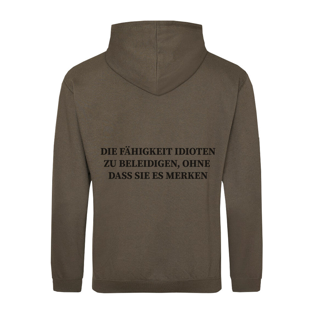 Classic Hoodie Sarkasmus in Dunkelgrau - Rückansicht mit satirischem Spruch