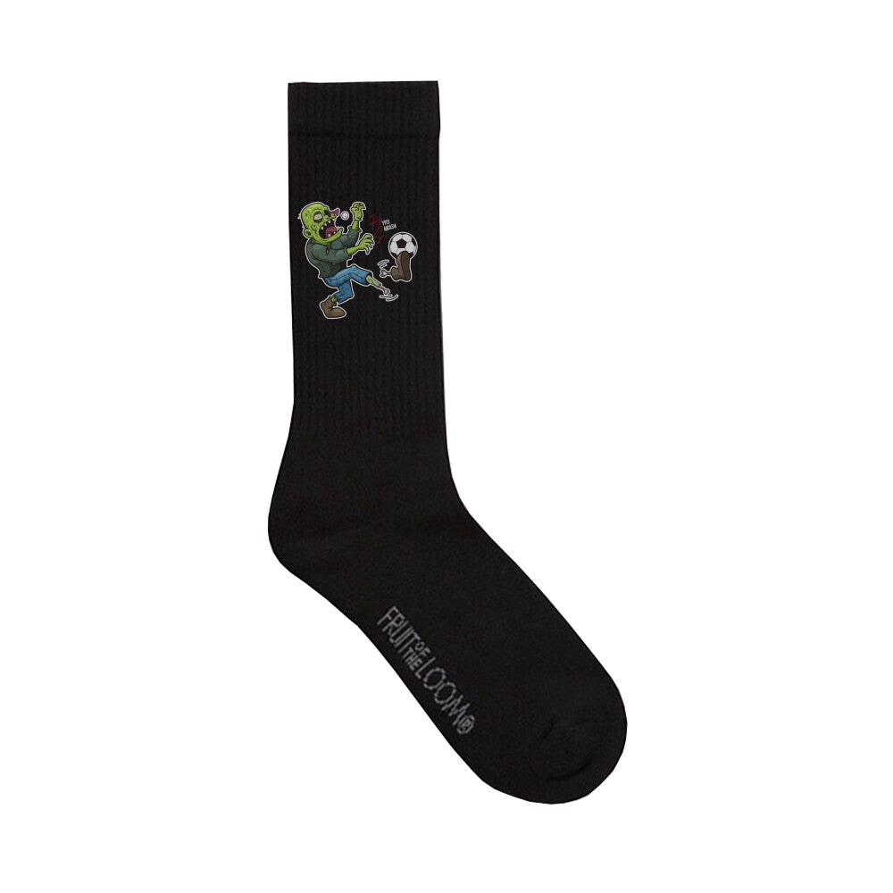 Crew Socken Long in Schwarz und Zombie Motiv und dem Hyped Sarcasm Logo
